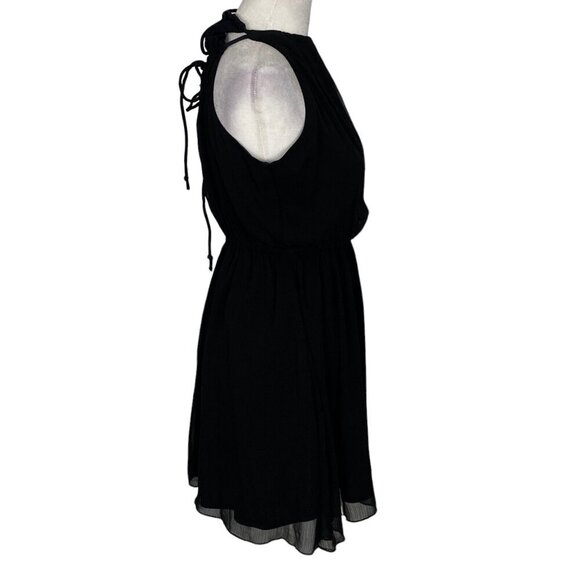 ABERCROMBIE FITCH Women Chiffon Overlay Mini Halter Dress Size M Black Chic 4-22 - Picture 3 of 13